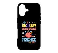 Groovy Social Studies Teacher 60s Throwback Day Peace Flower Case for iPhone 17