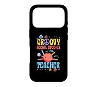 Groovy Social Studies Teacher 60s Throwback Day Peace Flower Case for iPhone 17 Pro