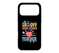 Groovy Social Studies Teacher 60s Throwback Day Peace Flower Case for iPhone 17 Pro Max