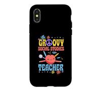 Groovy Social Studies Teacher 60s Throwback Day Peace Flower Case for iPhone X/XS