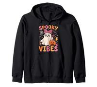 Groovy Spooky Vibes Cute Boo Ghost Halloween Costumes Gifts Zip Hoodie
