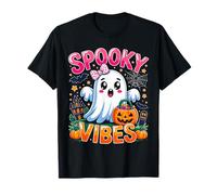 Groovy Spooky Vibes Cute Boo Ghost Halloween Costumes Girls T-Shirt