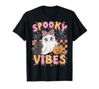 Groovy Spooky Vibes Cute Boo Ghost Halloween Costumes Girls T-Shirt