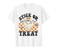 Groovy Stick Or Treat Funny Ghost Nurse Doctor Halloween T-Shirt