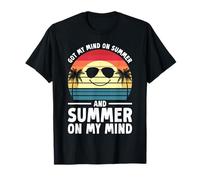 Groovy Summer Mind Happy Face Palm Tree Beach Time Season T-Shirt