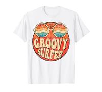Groovy Surfer 70s Aesthetic Nostalgia 1970's Retro Surfing T-Shirt