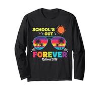 Groovy Teacher Retirement School's Out Forever 2026 Retired Long Sleeve T-Shirt