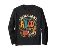 Groovy Teaching My ABCs Teacher Alphabet Design Long Sleeve T-Shirt
