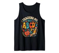 Groovy Teaching My ABCs Teacher Alphabet Design Tank Top
