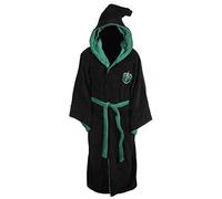 Groovy Uk Harry Potter Slytherin Men's Fleece Hooded Bathrobe, One Size, Black/Green