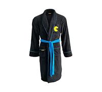 Groovy Uk Pac-Man Ready Player Adult Fleece Bathrobe, One Size, Black/Blue