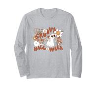 Groovy Vibes Cat Peace Daisy Mushroom Retro Hippie Long Sleeve T-Shirt