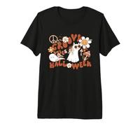 Groovy Vibes Cat Peace Daisy Mushroom Retro Hippie Premium T-Shirt