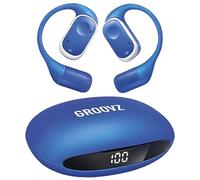 Groovz Open-Ear True Wireless Headphones with Smart Battery Display - Designed and Engineered in The USA - IPX5-Rated Bluetooth Open Ear Earbuds Compatible with Apple & Android - Classic Blue