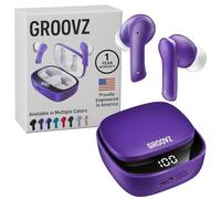 Groovz True Wireless Earbuds - Bluetooth Earbuds Compatible with Apple and Android - Up to 27 Hours Total Battery Life - Dual Microphone with Noise Reduction for Clear Calls - Deep Purple