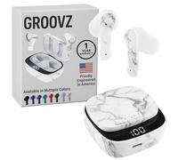 Groovz True Wireless Earbuds with Charging Case - Designed and Engineered in The USA - IPx4 Water Resistant Bluetooth Earbuds Compatible with Apple & Android - 27Hr Battery - White Marble
