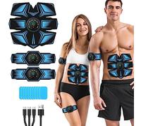GROSBEAK EMS Muscle Stimulator ABS Trainer, Electric Abdominal Muscle Toner for Men and Women, 8 Modes AB Stimulator for Arms, Waist - Rechargeable, Skin-friendly (blue)