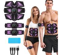 GROSBEAK EMS Muscle Stimulator ABS Trainer, Electric Abdominal Muscle Toner for Men and Women, 8 Modes AB Stimulator for Arms, Waist - Rechargeable, Skin-friendly (purple)