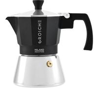 GROSCHE Milano Induction Stovetop Espresso Maker Moka Pot 3 Cup (Black)