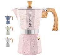 GROSCHE Milano Moka pot, Stovetop Espresso maker, Greca Coffee Maker, Stovetop coffee maker and espresso maker percolator (Pink, 6 cup)