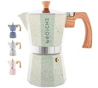 GROSCHE Milano Moka pot, Stovetop Espresso maker, Greca Coffee Maker, Stovetop coffee maker and espresso maker percolator (Mint, 6 cup)