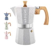 GROSCHE Milano Moka pot, Stovetop Espresso maker, Greca Coffee Maker, Stovetop coffee maker and espresso maker percolator (Grey, 6 cup)
