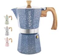 GROSCHE Milano Moka pot, Stovetop Espresso maker, Greca Coffee Maker, Stovetop coffee maker and espresso maker percolator (Indigo, 9 cup)
