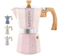 GROSCHE Milano Moka pot, Stovetop Espresso maker, Greca Coffee Maker, Stovetop coffee maker and espresso maker percolator (Pink, 9 cup)
