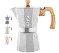 GROSCHE Milano Moka pot, Stovetop Espresso maker, Greca Coffee Maker, Stovetop coffee maker and espresso maker percolator (Grey, 9 cup)