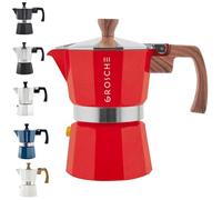 GROSCHE Milano Moka Stovetop Espresso Coffee Maker (3 Cup / 150 ml, Red)