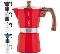 GROSCHE Milano Moka Stovetop Espresso Coffee Maker (9 Cup / 450 ml, Red)
