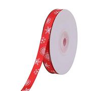 Grosgrain Ribbon, Snowflakes Printed Red Christmas Ribbon for Gift Wrapping, Xmas Tree Wreath Decoration Party Christmas Favor Party, DIY Craft Projects, 10mm x 25 Yards