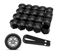 Grosion 20 PCS 21mm Car Wheel Lug Nut Covers with Removal Tool,Hexagonal Nut Covers,Universal Fit for Most Car Models,Bolt Caps Hub Screw Cover(Black)