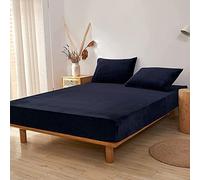 GROSSē Full Fitted Microfibre Bed Sheet Extra Deep 25 cm Single Double Super King Size Sheets UK - Ultra - Soft stripes Egyptian Cotton - (Dark Blue, King)