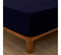 GROSSē Full Fitted Microfibre Bed Sheet Extra Deep 25 cm Single Double Super King Size Sheets UK - Ultra - Soft stripes Egyptian Cotton - (Dark Blue, Double)