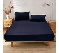 GROSSē Full Fitted Microfibre Bed Sheet Extra Deep 25 cm Single Double Super King Size Sheets UK - Ultra - Soft stripes Egyptian Cotton - (Dark Blue, Super King)