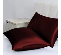 GROSSē Satin Pillow Cover for Hair and Skin, Luxurious and Silky Pillow Cases, Ultra-Soft Cozy and Breathable Pillow Slips with Envelope Closure, Pillow Covers Pack of 2, 50cm x 76cm, Burgundy