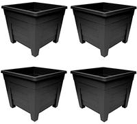 Grosvenor 3 x Square Flower Pot - 33 cm - Ebony