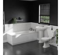 Grosvenor Straight Bath Traditional Bathroom Suite | White | Ceramic | 1700mm