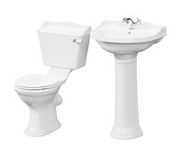 Grosvenor Traditional Full Pedestal Basin and Toilet Suite | White | Ceramic | 500mm