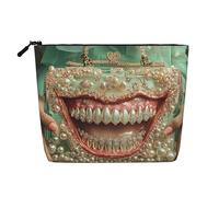 Grotesque Bag Large Capacity Travel Makeup Bag, Makeup Bag for Women, Waterproof Single-Ply Imitation Hemp Portable Zipper Cosmetic Bag, Travel Essentials Toiletry BagCosmetic Organizer Pouch