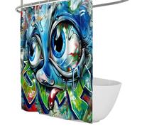 Grotesque Cartoon Shower Curtain Street Graffiti Decorative Bath Curtain Surrealism Unique Shower Curtains for Bathroom Waterproof 120 x 180 cm