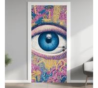 Grotesque Eyeball 3D Door Stickers Peel and Stick, Strange Abstract Texture Poster PVC Removable Waterproof Stickers, Modern Art Door Decals Adhesive Sticker Interior Murals for Home Decor, 95x215 cm