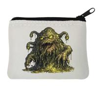 Grotesque Slime Monster with Eyes Neoprene Coin Purse Pouch 10x11cm White