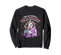 Grouchy Old Woman Funny Cow Coffee Sass Sweatshirt