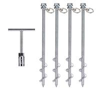 Ground Anchors Screw in - 12 Inch Set of 4 - Tent Stakes Heavy Duty - Trampoline Anchor Kit - Earth Anchor - Swing Set Anchors for Metal Swing Set - Trampoline Stakes Anchors High Wind