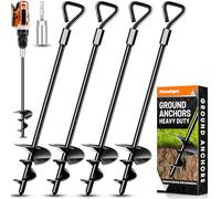 Ground Anchors Tent Pegs Trampoline Anchors Heavy Duty Screw in, Tent Pegs High Winds Heavy Duty for Camping Tent, Canopies, Carports, Sheds, Swing Sets,14in Ground Anchors