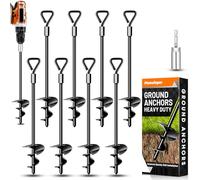 Ground Anchors Tent Pegs Trampoline Anchors Heavy Duty Screw in, Tent Pegs High Winds Heavy Duty for Camping Tent, Canopies, Carports, Sheds, Swing Sets,14in Ground Anchors