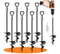 Ground Anchors Tent Stakes Trampoline Anchors Heavy Duty Screw in, Tent Stakes High Winds Heavy Duty for Camping Tent, Canopies, Carports, Sheds, Swing Sets,14in Ground Anchors (8 Pack X14in)