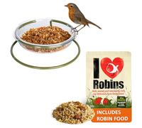 Ground bird feeder with robin food - Mealworm And Robin Bird Feeder Jacobi Jayne® I Love Robins™ Easy Clean Treat Dish and food - Ground Bird Feeder - Robin Feeders For The Garden